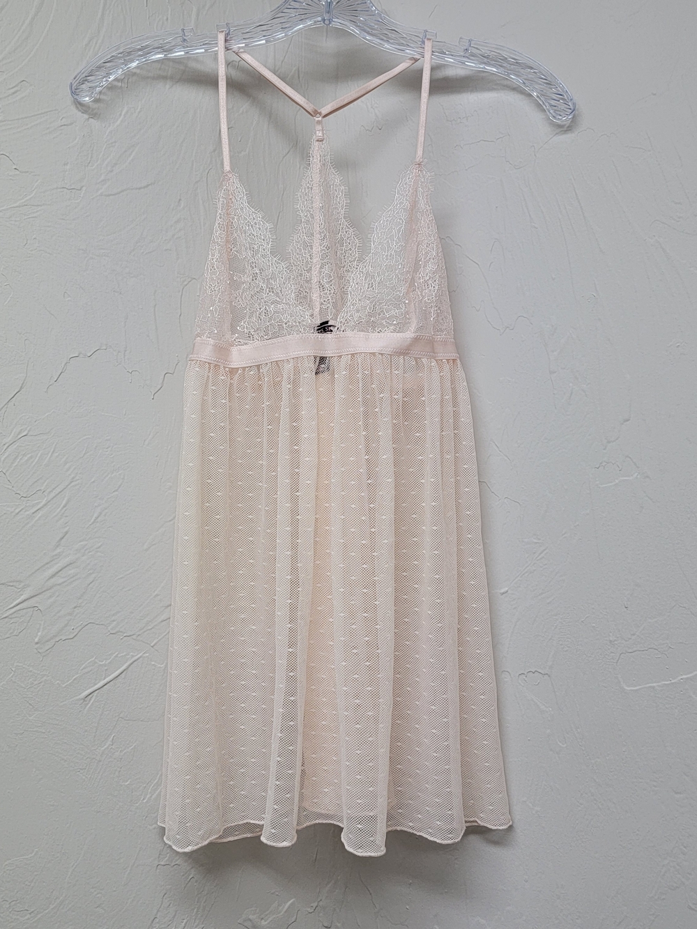 Victorias Secret Babydoll Lingerie Pink Lace Sheer Floral Fairy Chemise Sexy. Sm
